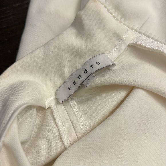 SANDRO white mock neck drop waist ruffled mini dress women’s XS | 0 - Picture 7 of 8